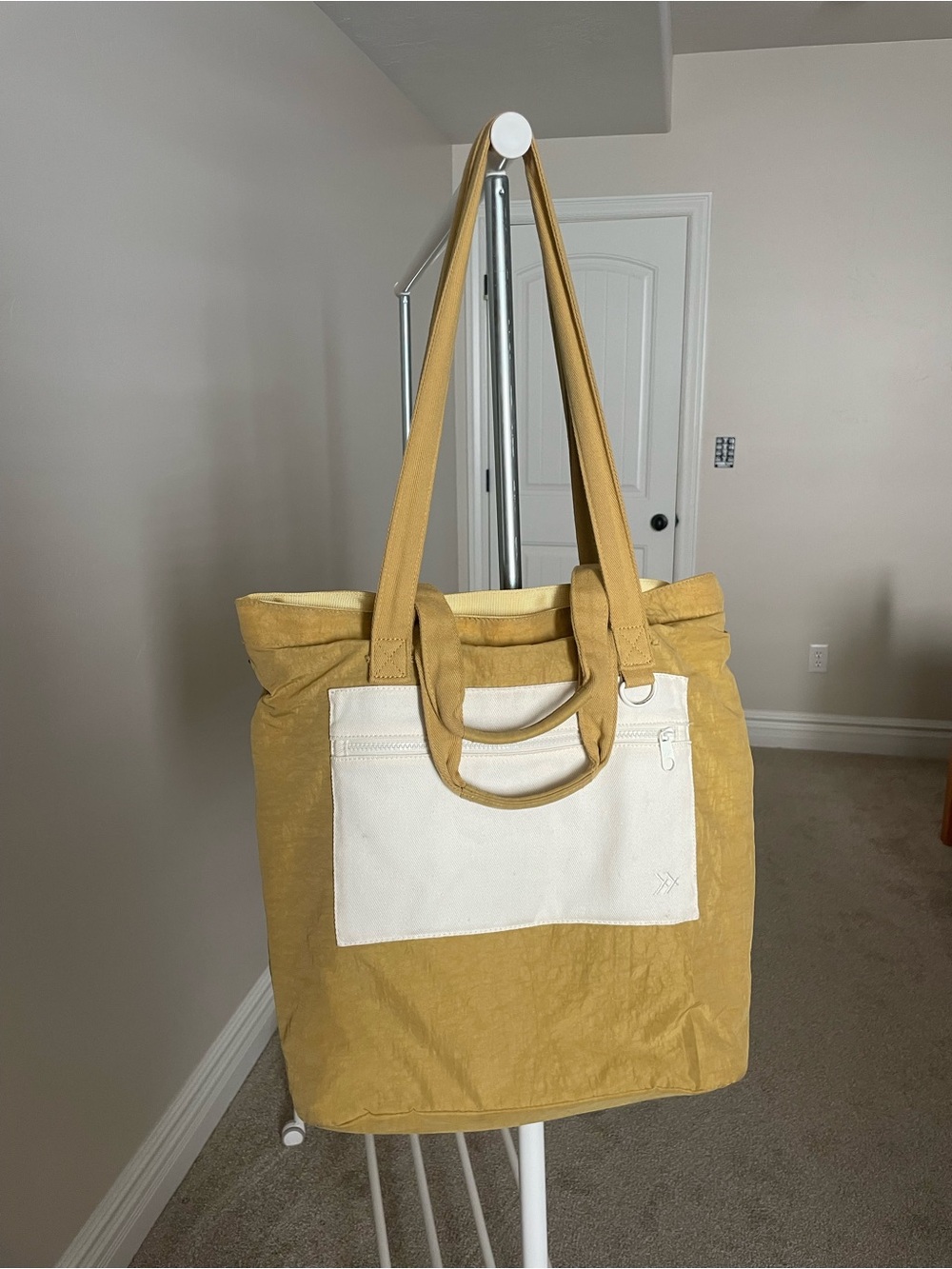 Thread Wallets Mustard Yellow Canvas Utility Tote with Cream Front Pocket